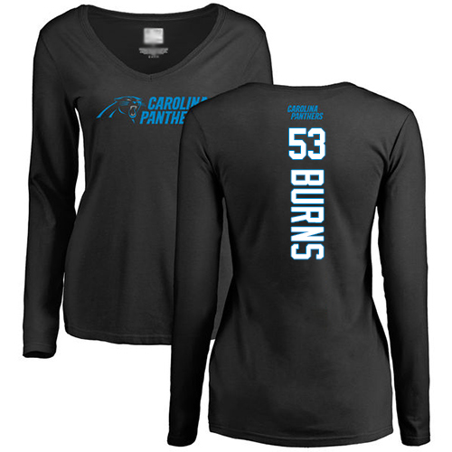 Carolina Panthers Black Women Brian Burns Backer Slim Fit NFL Football #53 Long Sleeve T Shirt